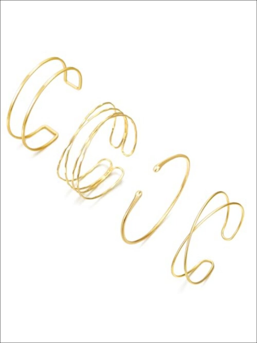 4Pc Alloy Upper Arm Cuff Bracelet Set Adjustable Minimalist Jewelry